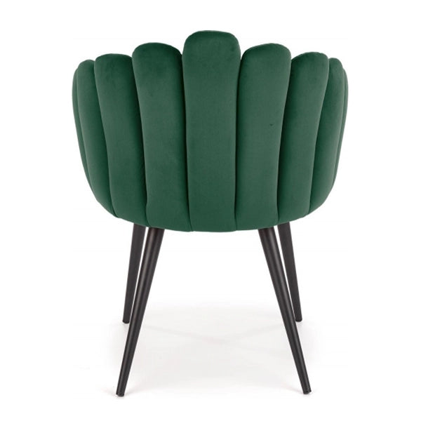 Hunky Stylish Back Puffy Chair With Velvet Upholstery and Powder Coated Metal Legs