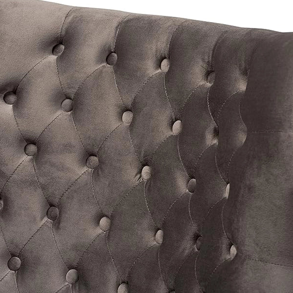 Hunky Wingback Velvet Puffy Chair with Armrest and Metal Legs