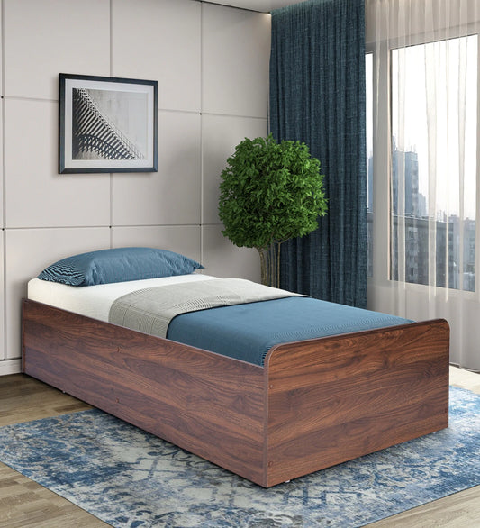 Single Size Bed in Columbian Walnut Finish with Box Storage