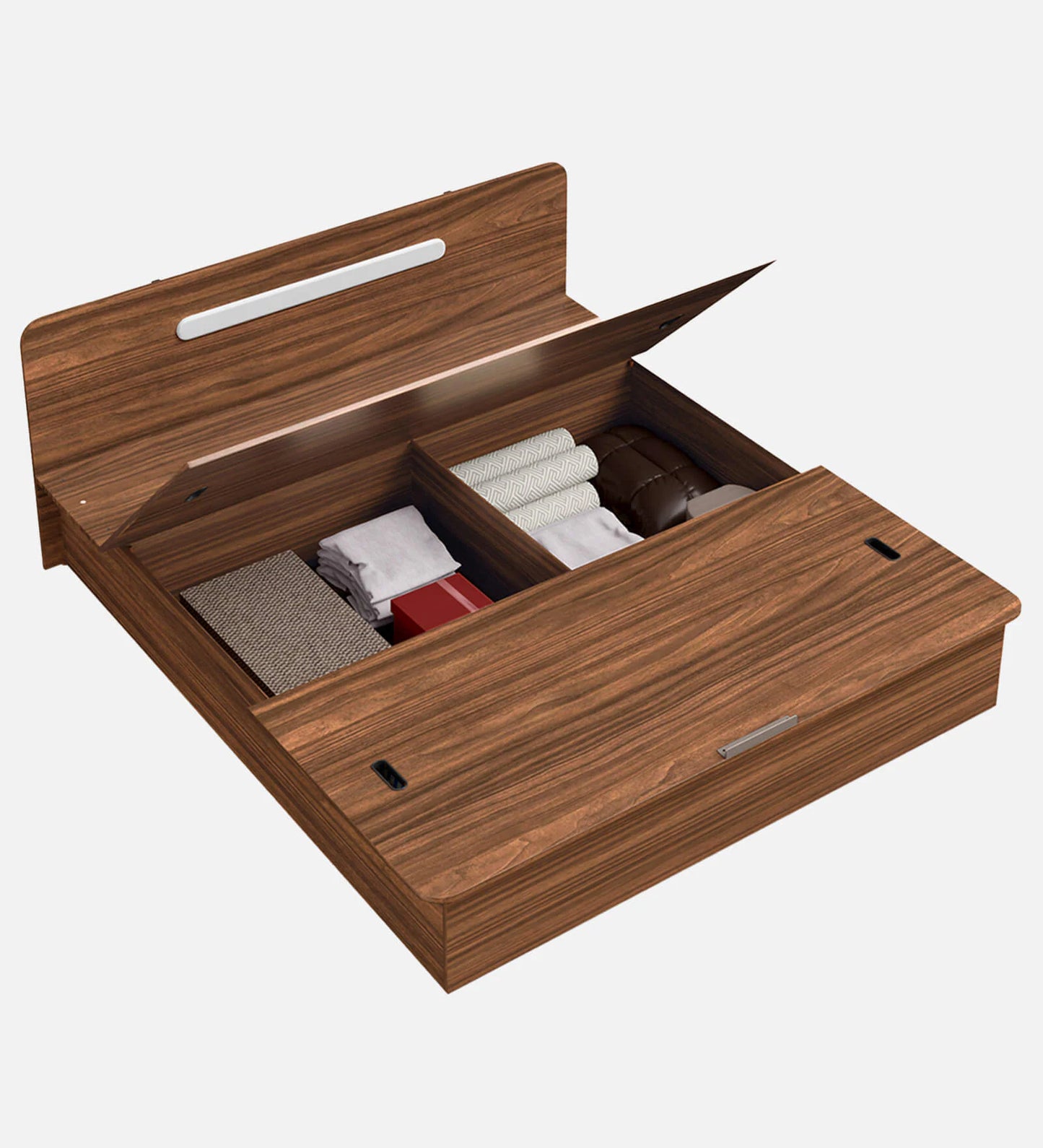 Solid King Size Bed with Box Storage in Brown Colour