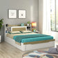 Jiipsy Queen Size Bed in Kingston White & Sebastian Oa Finish with Box Storage