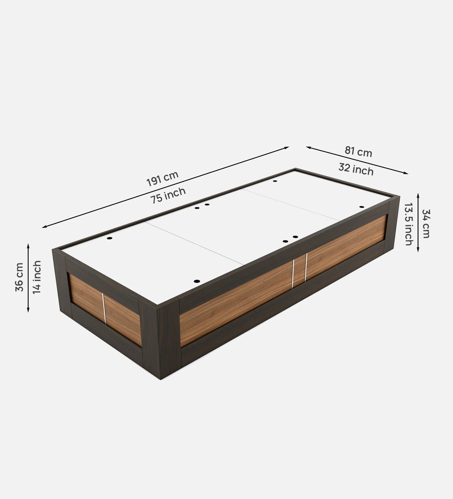 Premium Sheesham Wood Single Bed in Provincial Teak Finish with Box Storage