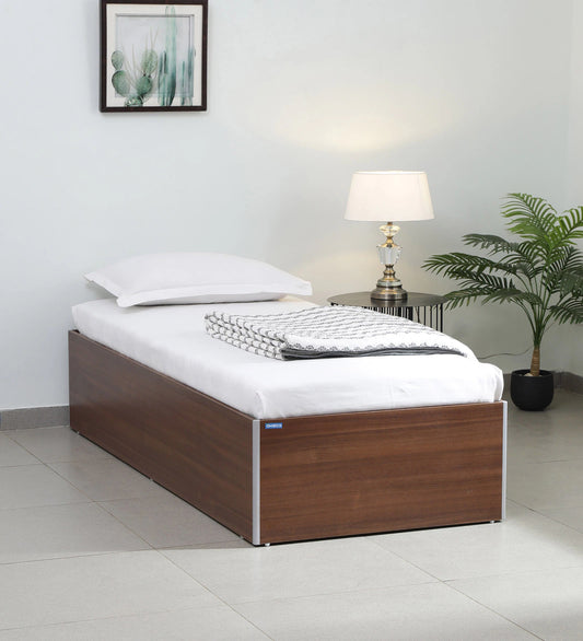 Hunky Single Bed in Rigato Walnut Finish with Box Storage