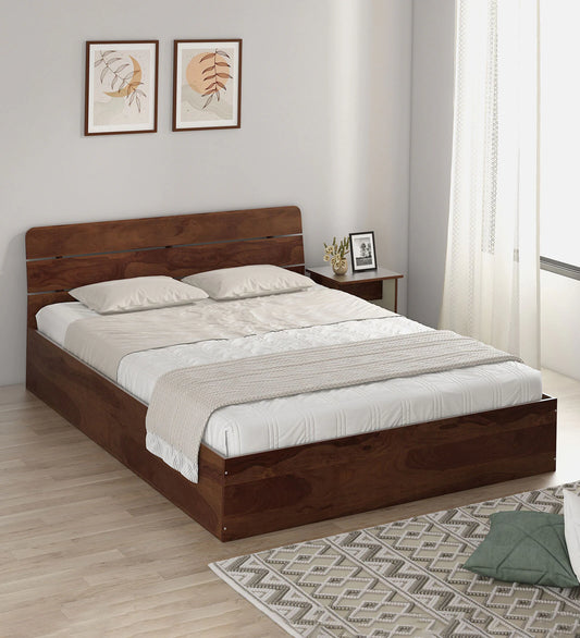 Hunky Queen Bed In Sheesham Finish With Box Storage