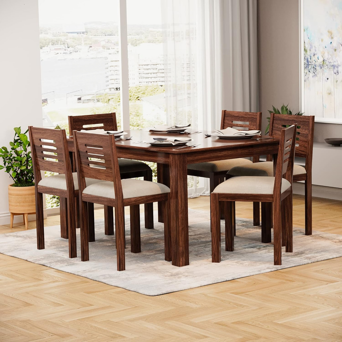 Hunky Woodfinity 6 - Seater Dining Table Set