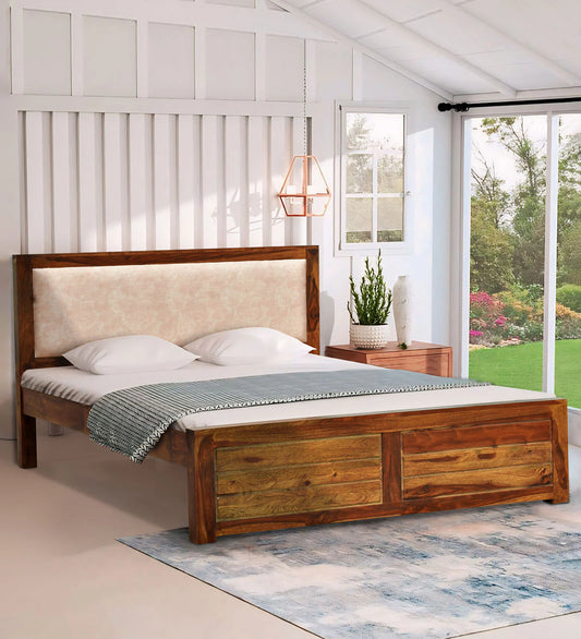 Hunky Pearl Queen Size Bed in Brown Finish