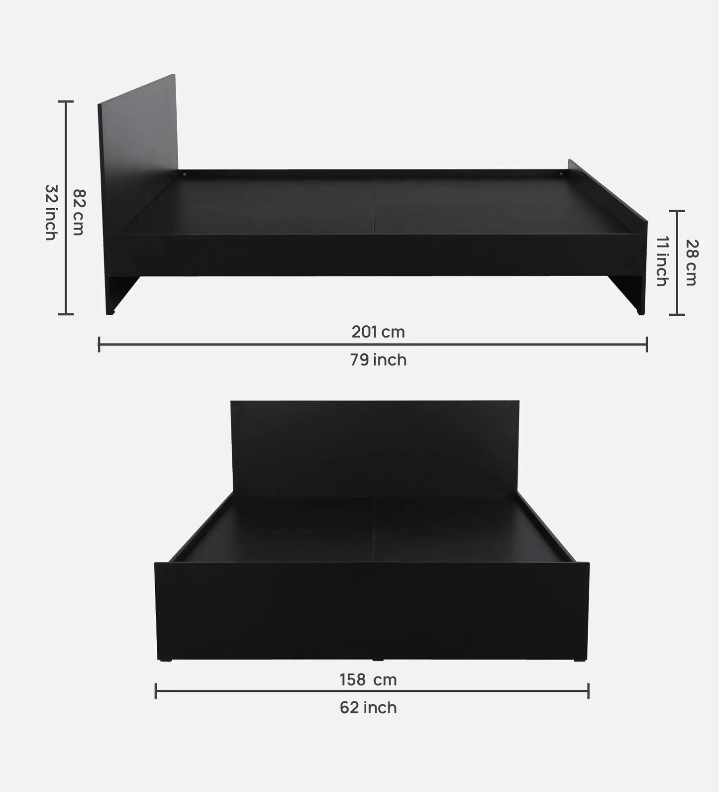Jasmine Queen Size Bed in Wenge Finish