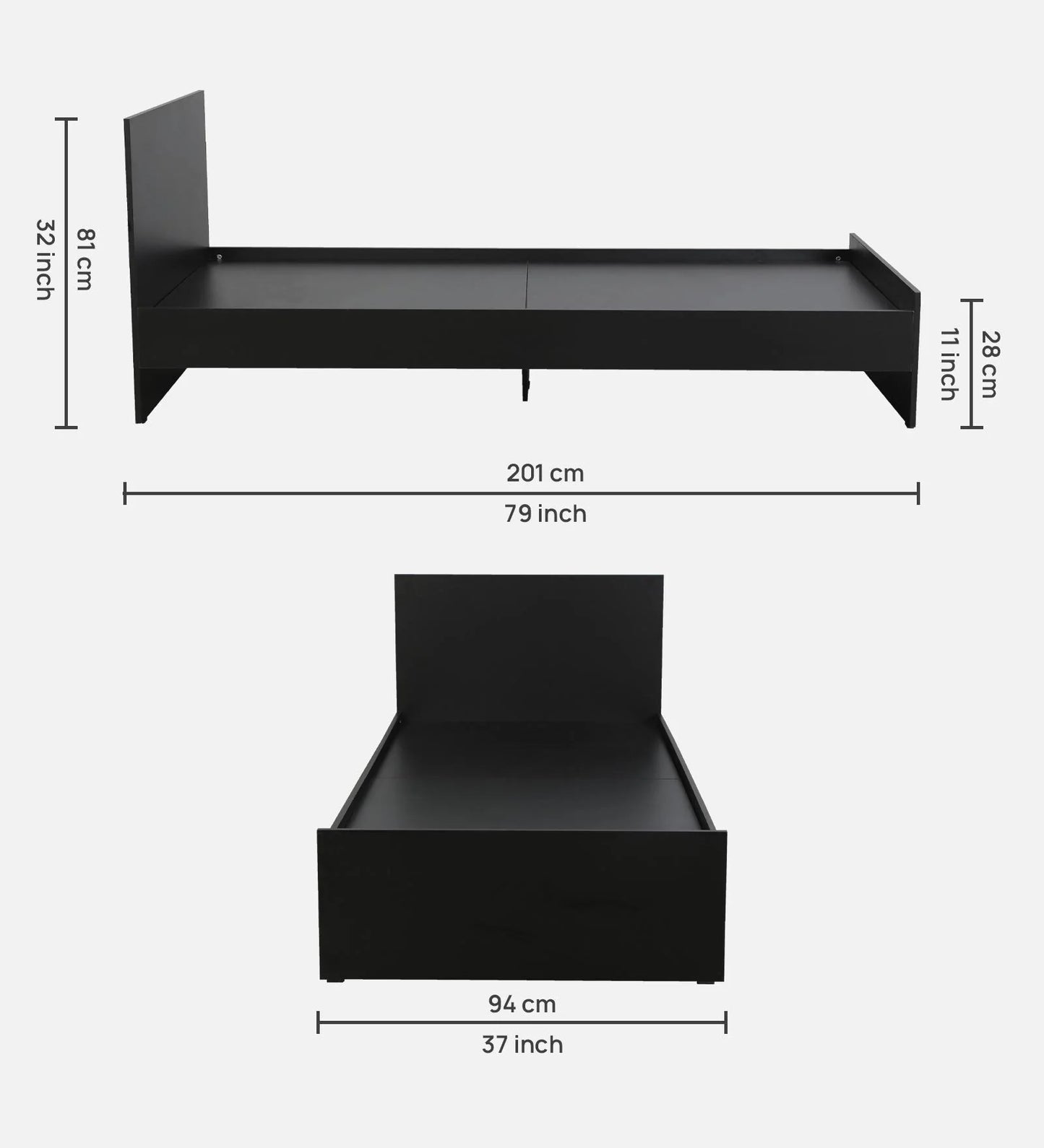 Hunky Single Bed in Wenge Finish