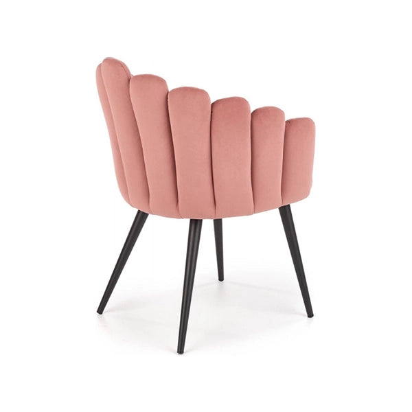Hunky Stylish Back Puffy Chair With Velvet Upholstery and Powder Coated Metal Legs