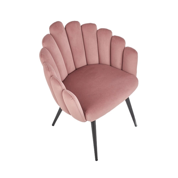 Hunky Stylish Back Puffy Chair With Velvet Upholstery and Powder Coated Metal Legs