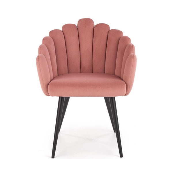 Hunky Stylish Back Puffy Chair With Velvet Upholstery and Powder Coated Metal Legs