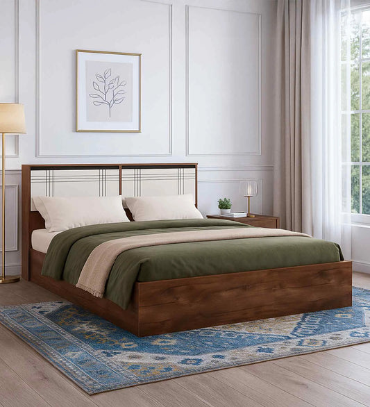 Aesthetic King Size Bed With Headboard & Hydraulic Storage Bed Lifter