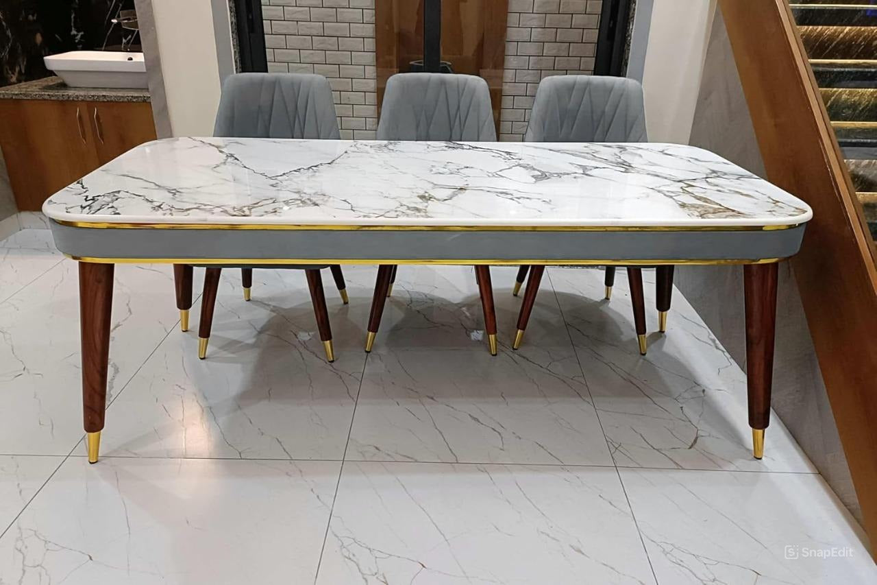 Hunky Domero 6 - Seater Dining Table Sets (Teak Finish)