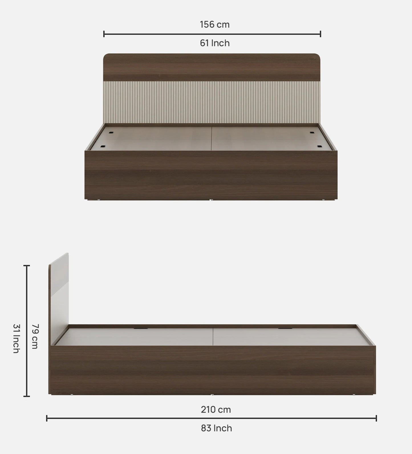Luxora King Size Bed in Santana Oak Finish with Box Storage