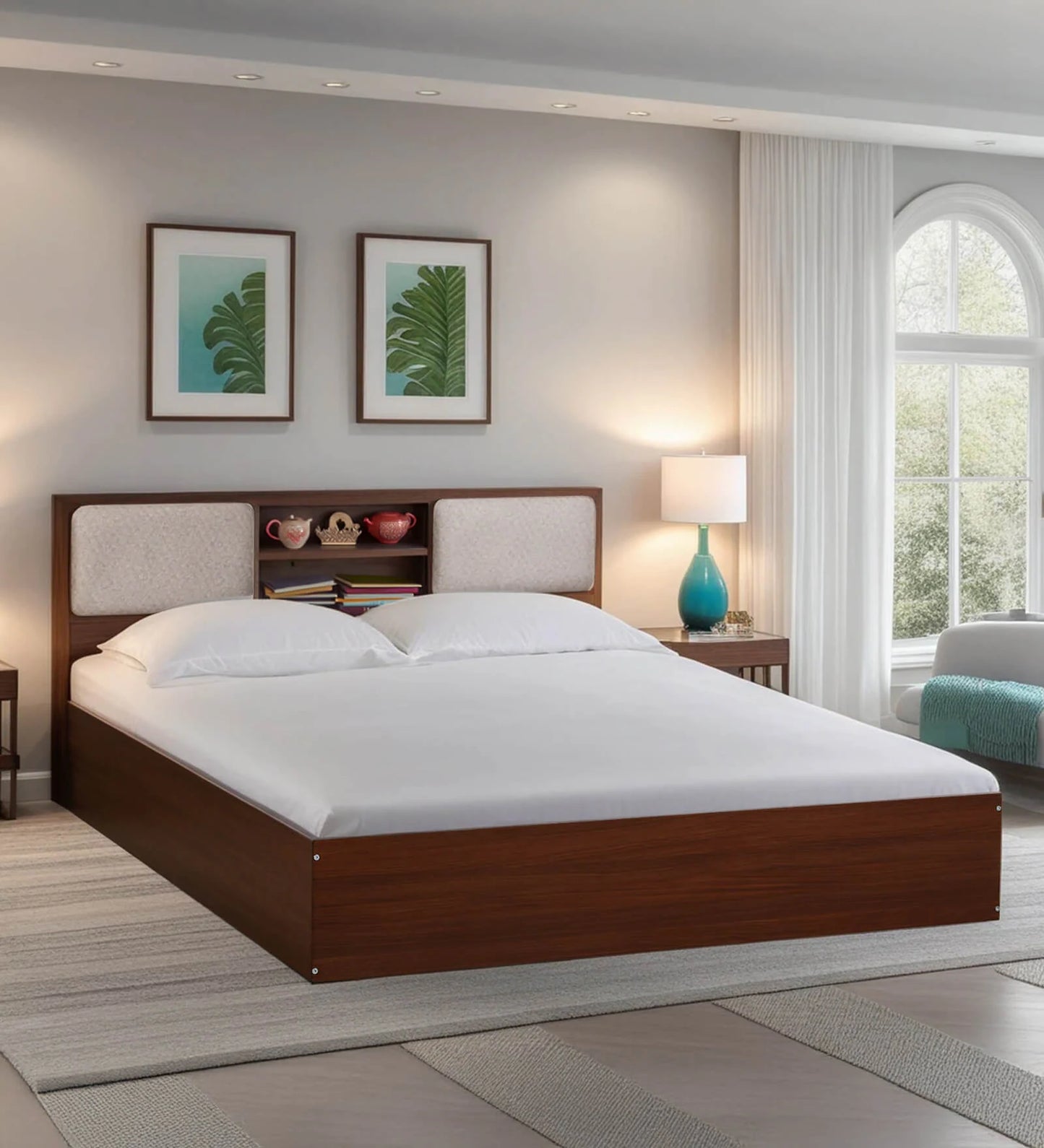 Hunky Earth Root Storage Bed with Walnut Finish